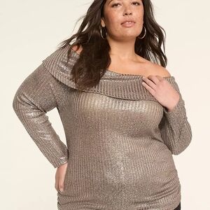 Lane Bryant Shimmering Off-Shoulder Sweater